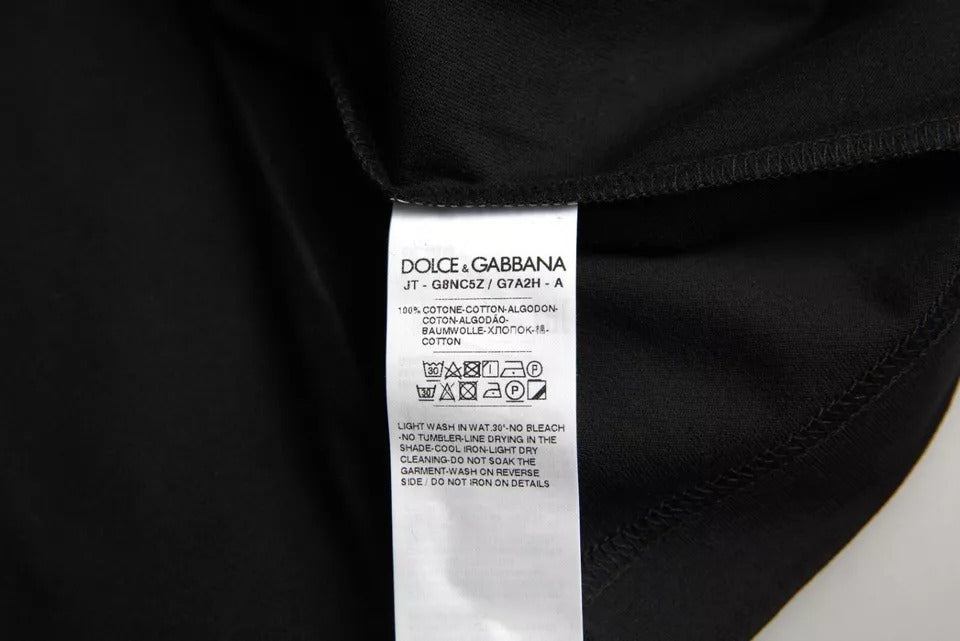 Dolce & Gabbana Black Logo Patch Cotton Crew Neck T-shirt IT56 / XXL