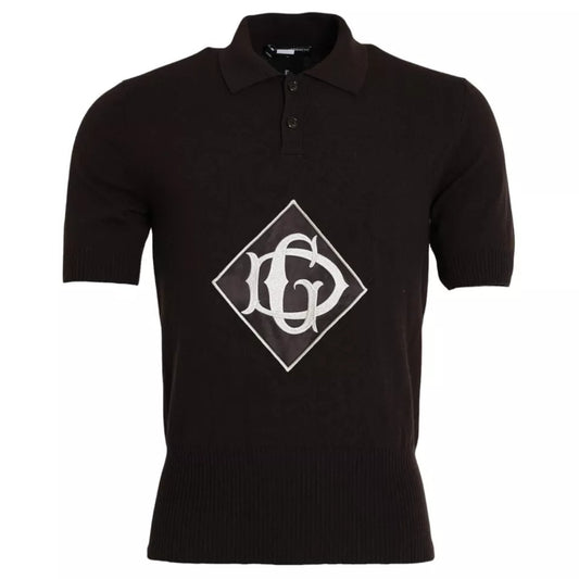 Dolce & Gabbana Brown Logo Collared Short Sleeve Men T-shirt IT50 / L