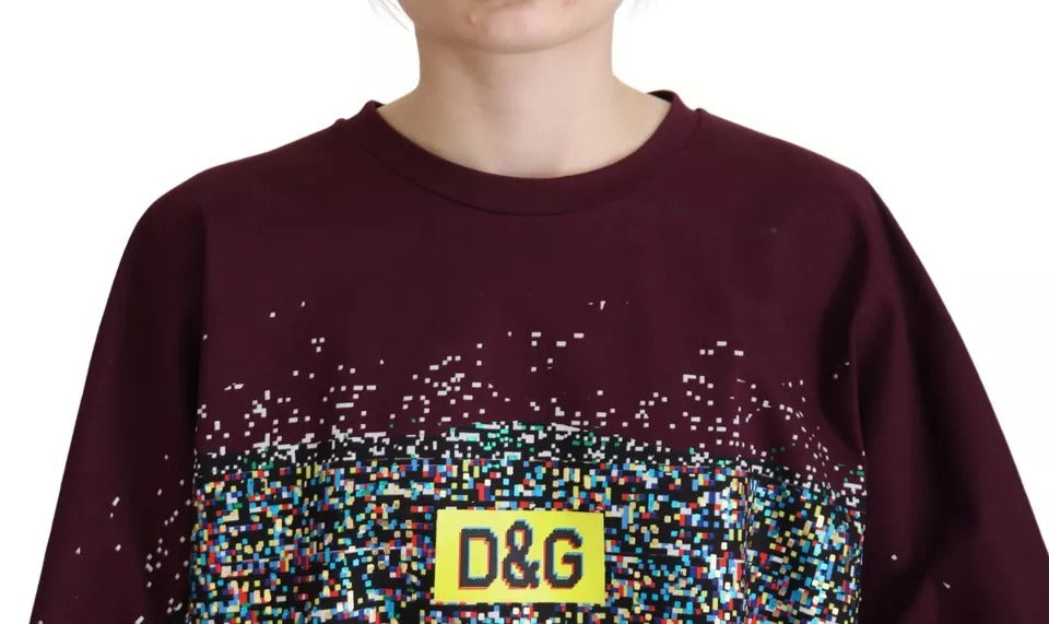 Dolce & Gabbana Bordeaux D&G Print Round Neck Cotton T-shirt IT40 / S