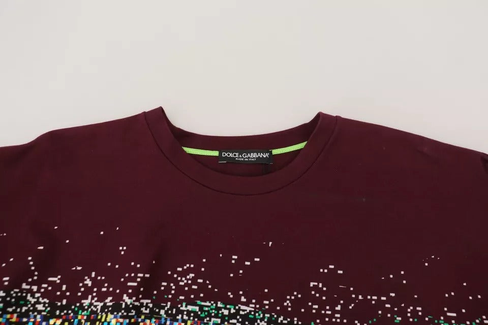 Dolce & Gabbana Bordeaux D&G Print Round Neck Cotton T-shirt IT40 / S