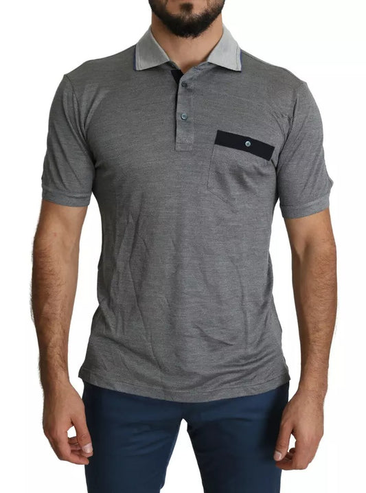 Dolce & Gabbana Gray Collared Silk Polo Top Shirt T-shirt IT48 / M