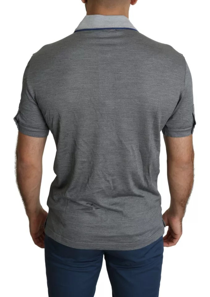 Dolce & Gabbana Gray Collared Silk Polo Top Shirt T-shirt IT48 / M