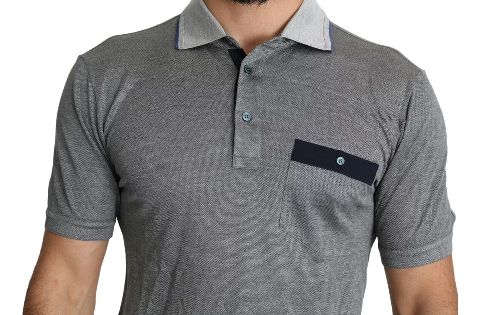 Dolce & Gabbana Gray Collared Silk Polo Top Shirt T-shirt IT48 / M