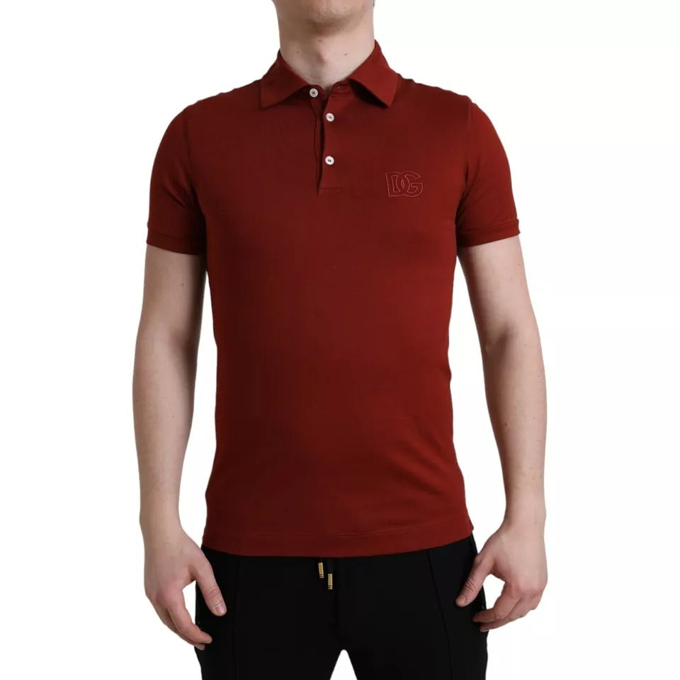 Dolce & Gabbana Red Logo Collared Short Sleeve Men T-shirt IT46 / S