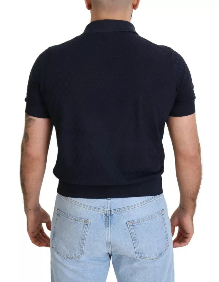 Dolce & Gabbana Dark Blue Collared Polo Casual Silk T-shirt IT48 / M