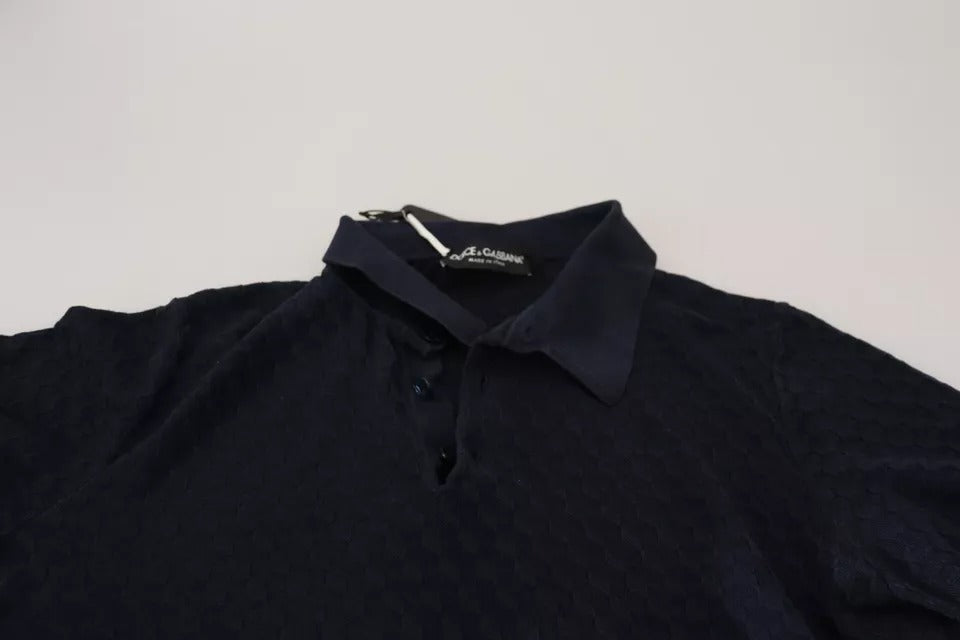 Dolce & Gabbana Dark Blue Collared Polo Casual Silk T-shirt IT48 / M