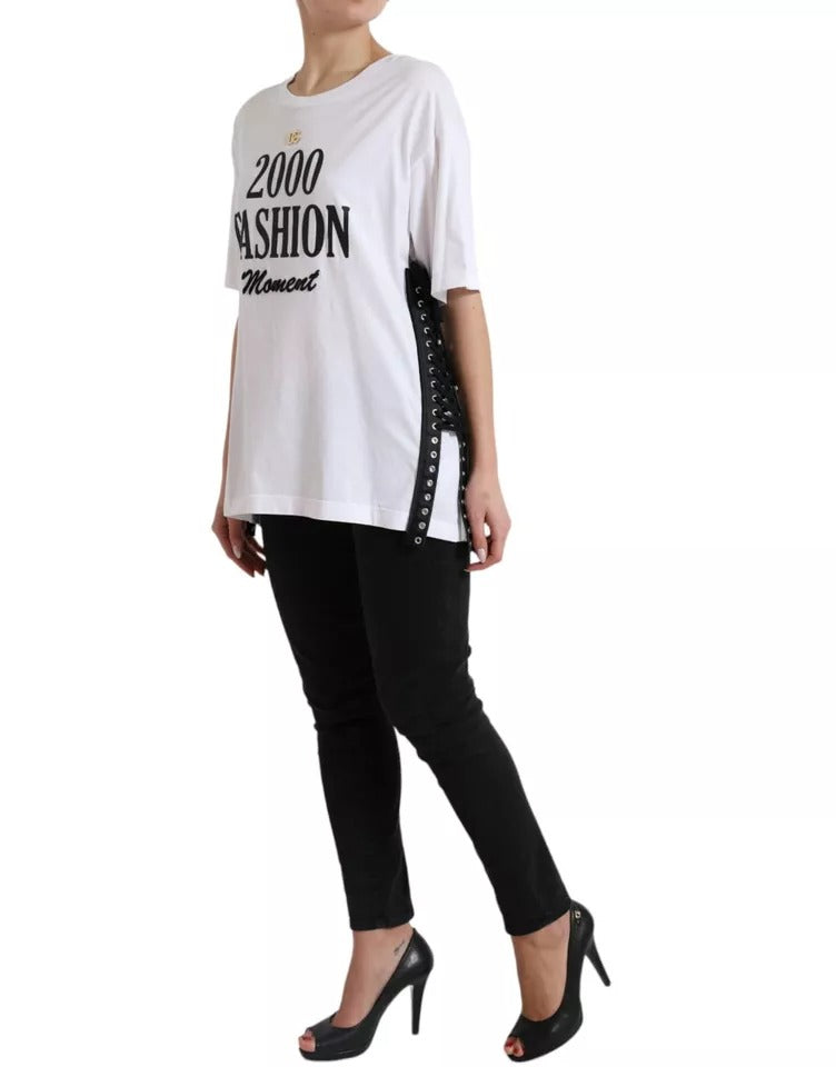 Dolce & Gabbana White 2000 Fashion Moment Lacing Detailed Tee T-shirt IT42 / L