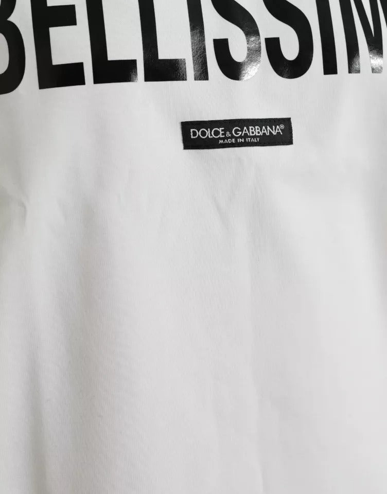 Dolce & Gabbana White Bellissima Cotton Crew Neck T-shirt IT40 | S