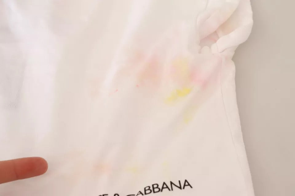 Dolce & Gabbana White Forgot Print Short Sleeves Crop T-shirt IT42 / M