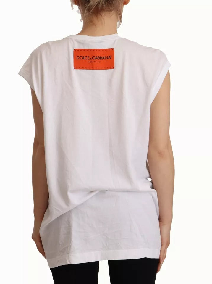 Dolce & Gabbana White L'AMORE Cotton Sleeveless Tank Top T-shirt IT40 | S