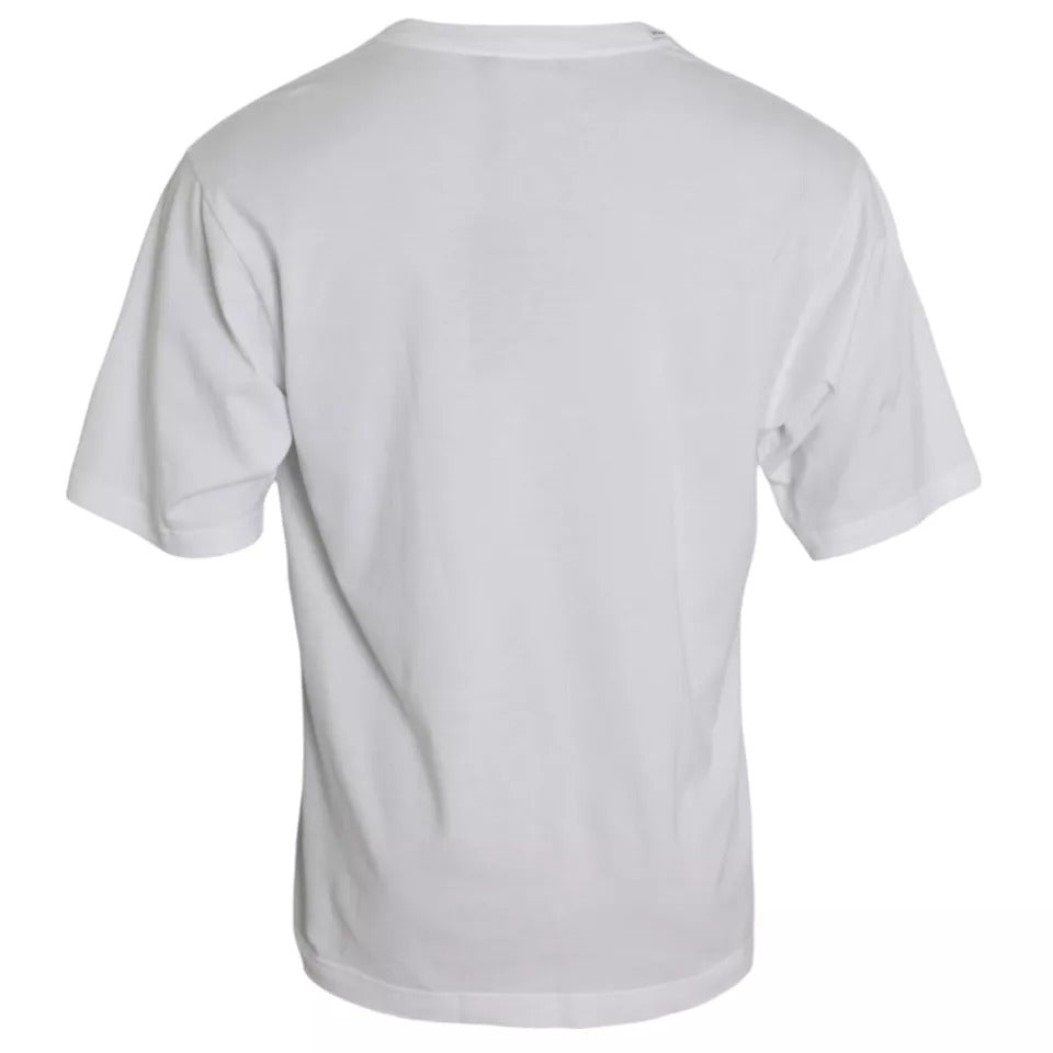 Dolce & Gabbana White Logo Cotton Round Neck Short Sleeves T-shirt IT50 / L