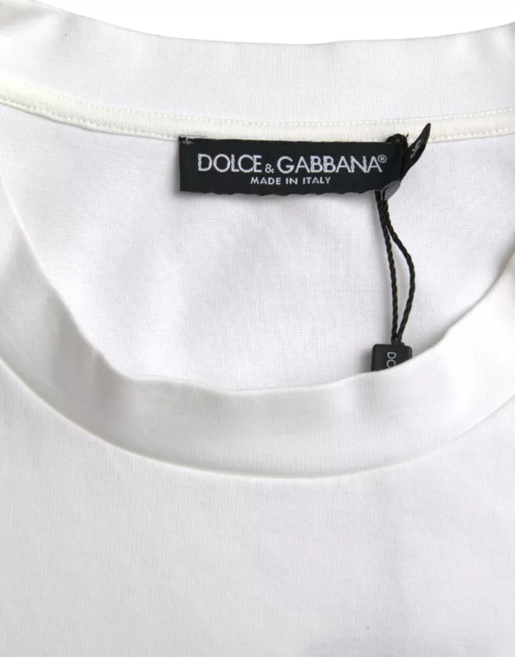 Dolce & Gabbana White Logo Embossed Cotton Crewneck T-shirt IT56 / XXL