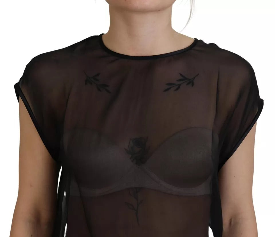 Dolce & Gabbana Black Mesh Transparent Blouse Pullover Top IT40 / S