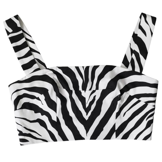 Dolce & Gabbana Black White Zebra Sleeveless Bustier Crop Top IT42 / M