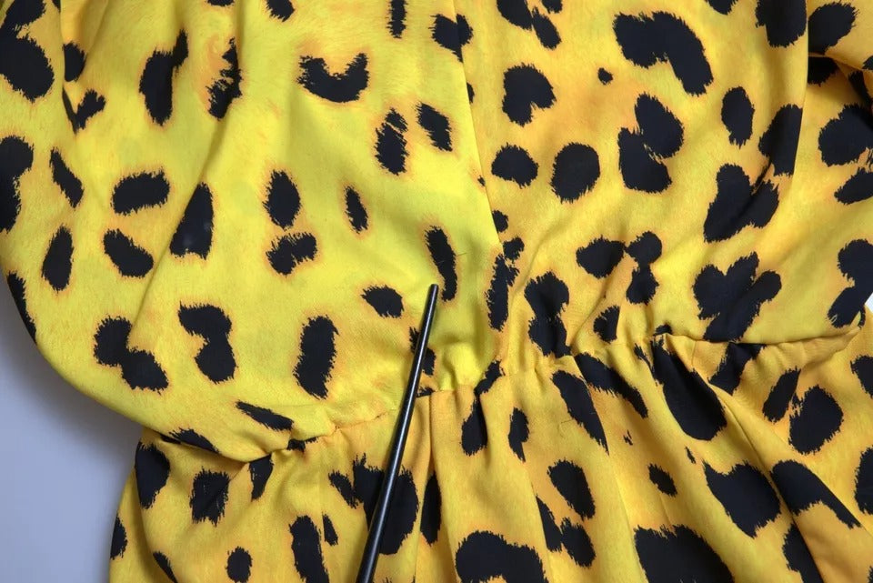 Dolce & Gabbana Yellow Leopard Print Long Sleeves Top Blouse IT40 | S