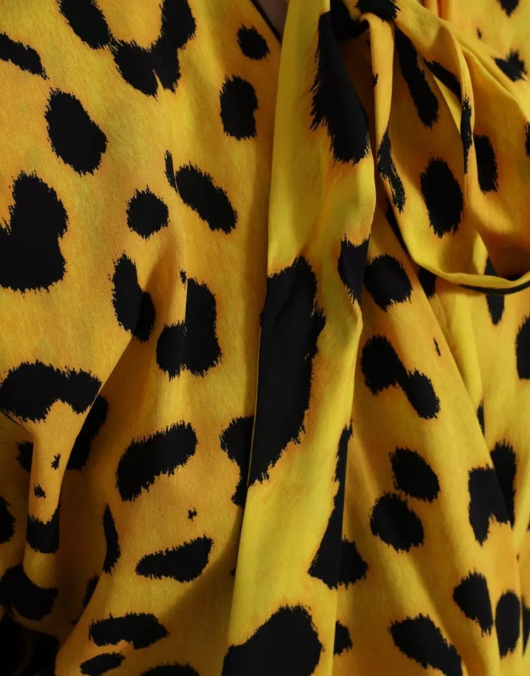 Dolce & Gabbana Yellow Leopard Print Long Sleeves Top Blouse IT40 | S