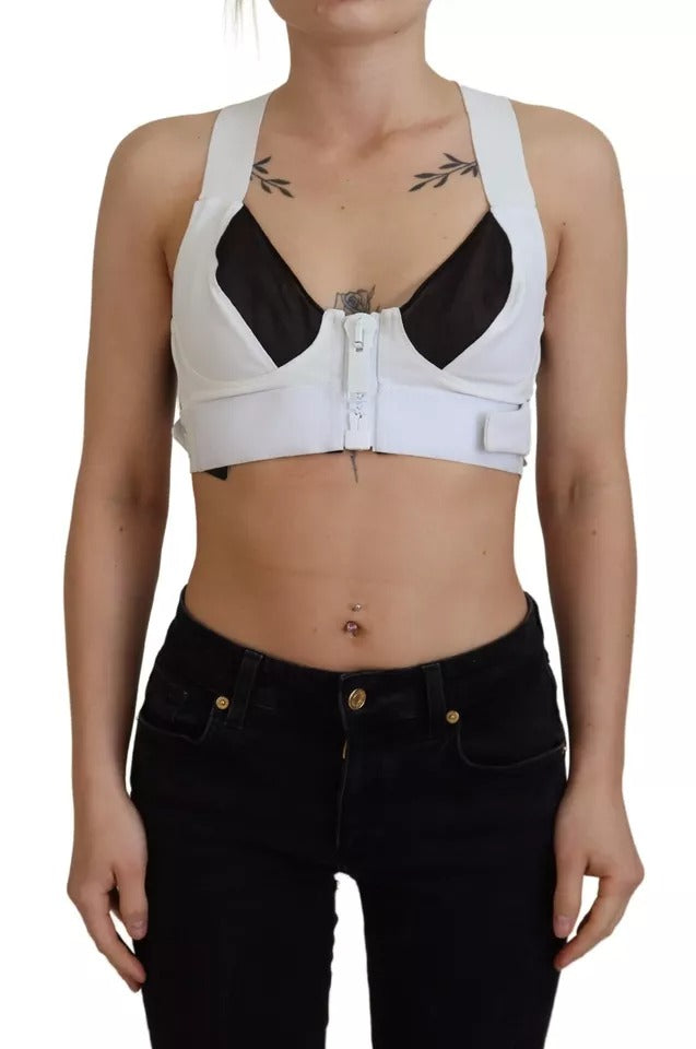 Dolce & Gabbana White Viscose Sleeveless Cropped Bustier Top IT40 | S