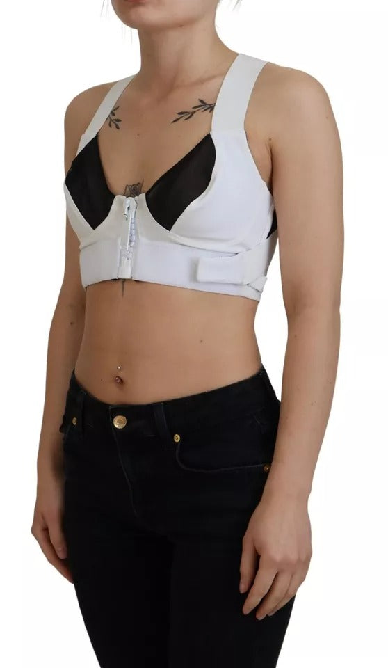 Dolce & Gabbana White Viscose Sleeveless Cropped Bustier Top IT40 | S