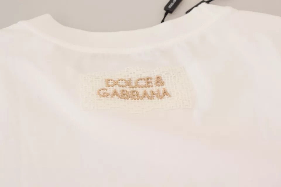 Dolce & Gabbana Optical White Printed Short Sleeves Top IT44 | L