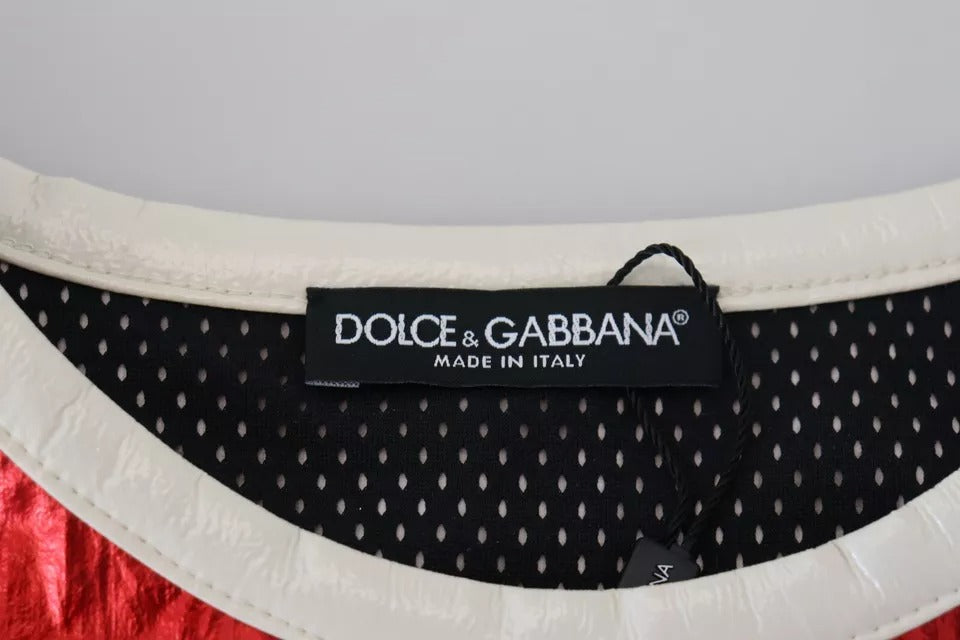 Dolce & Gabbana Red Nylon Logo Print Sleeveless Jersey Top IT40 | S