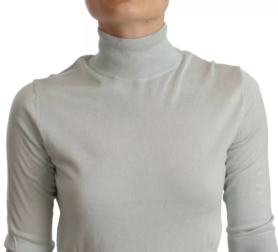 Dolce & Gabbana Mint Green 3/4 Sleeves Turtle Neck Silk Top IT40 | S