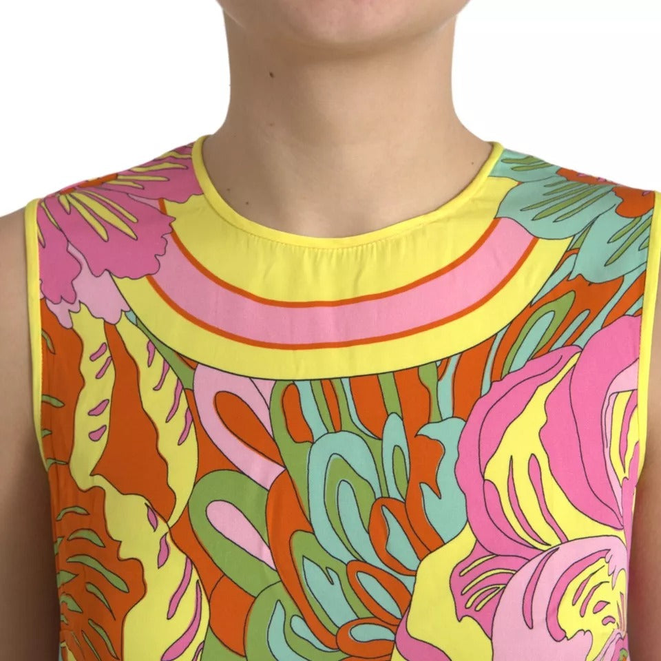 Dolce & Gabbana Multicolor Floral Silk Sleeveless Tank Top IT42 / M