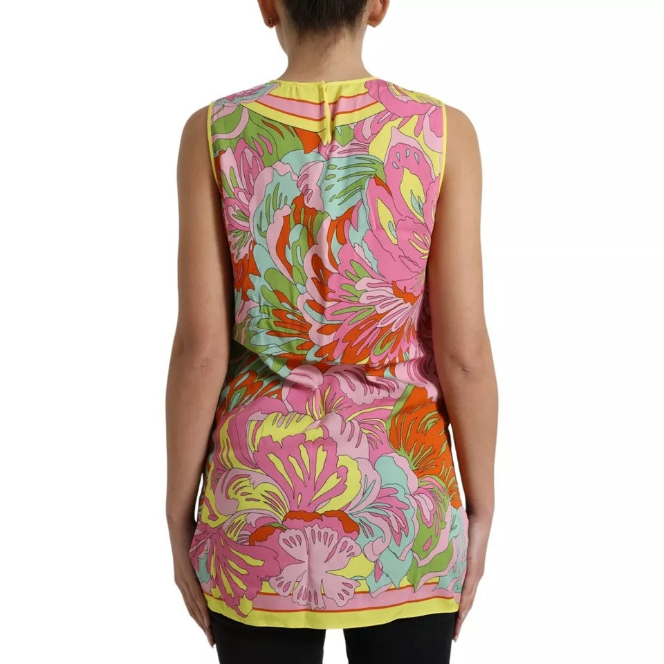 Dolce & Gabbana Multicolor Floral Silk Sleeveless Tank Top IT42 / M