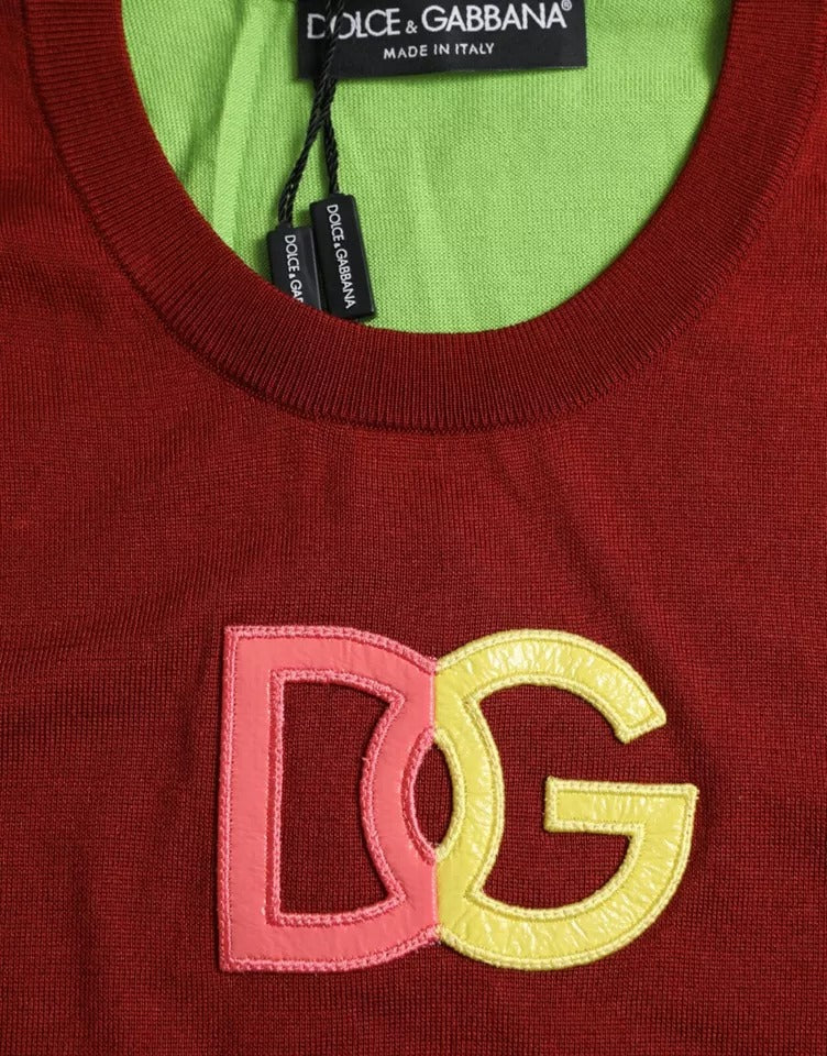 Dolce & Gabbana Red Green Silk DG Logo Sleeveless Tank Top IT42 / M