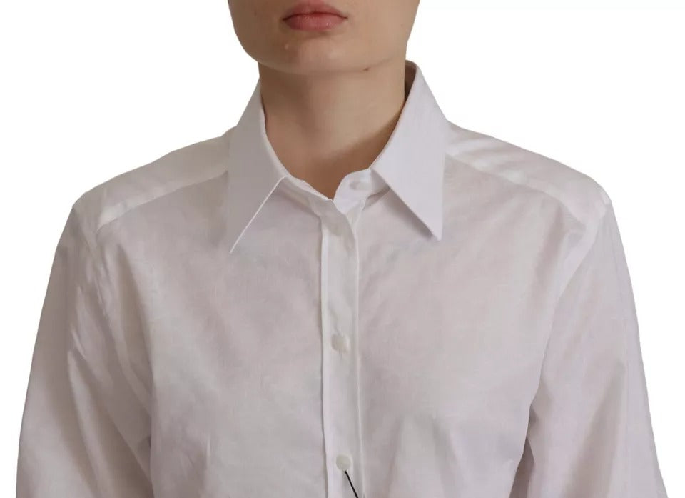 Dolce & Gabbana White Cotton Collared Formal Dress Shirt Top IT40 | S