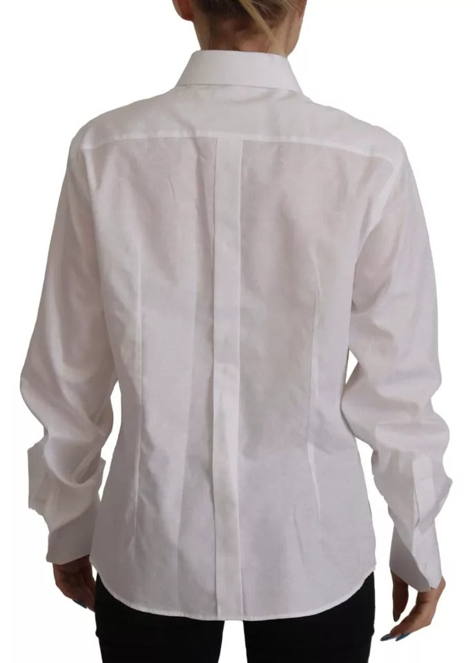 Dolce & Gabbana White Cotton Collared Formal Dress Shirt Top IT40 | S