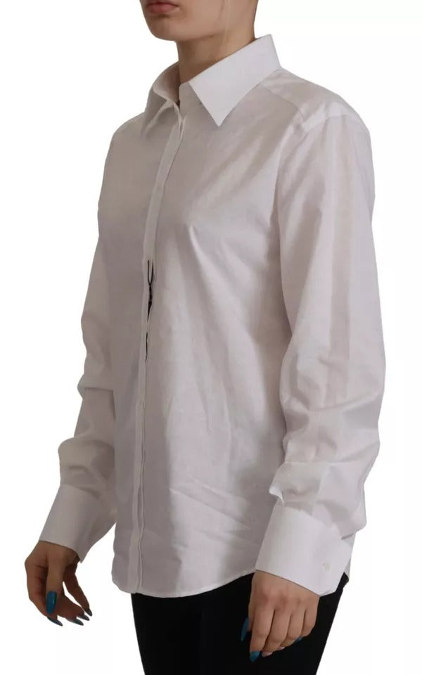 Dolce & Gabbana White Cotton Collared Formal Dress Shirt Top IT40 | S