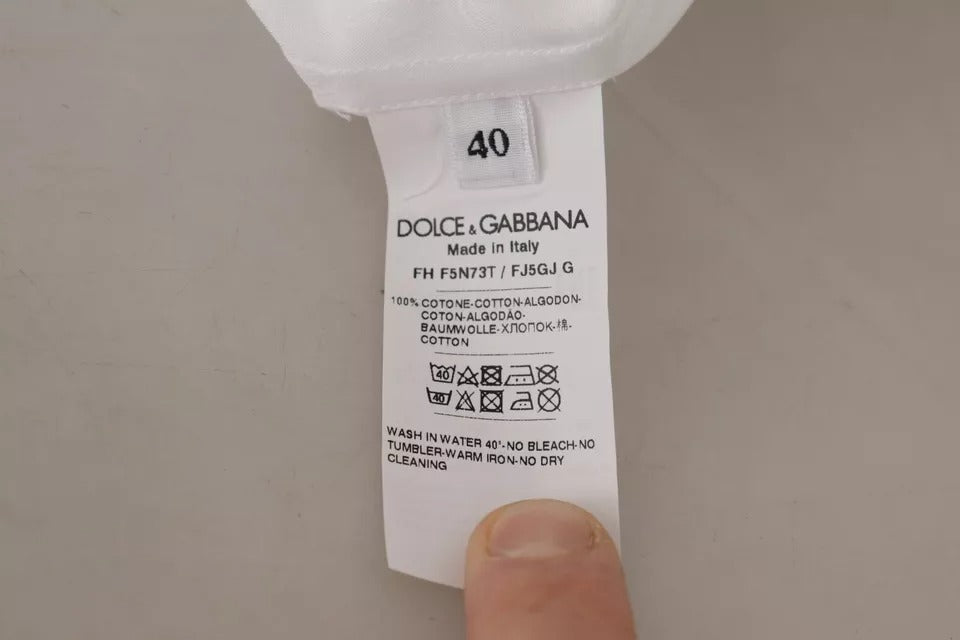 Dolce & Gabbana White Cotton Collared Formal Dress Shirt Top IT40 | S