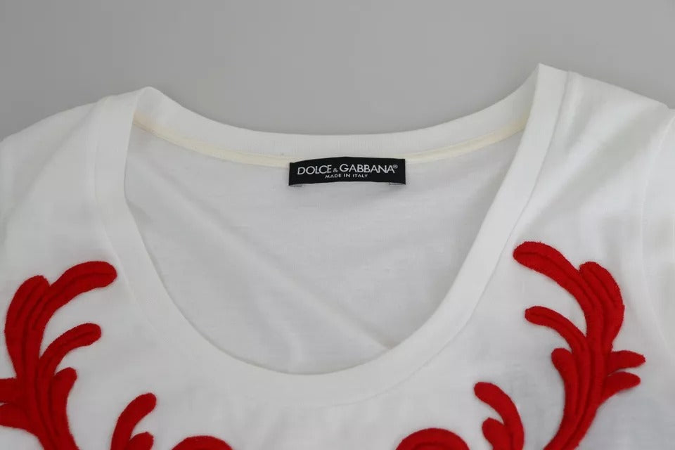 Dolce & Gabbana White Cotton Heart Applique Sleeveless Tank Top IT44 | L