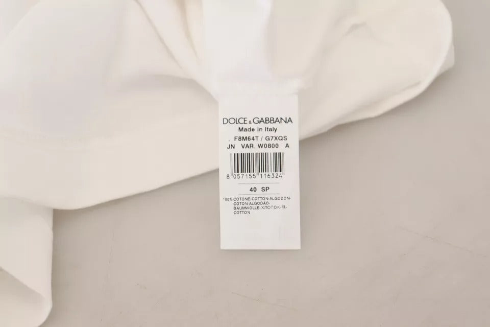 Dolce & Gabbana White Striped Short Sleeves Pullover Top IT40 | S