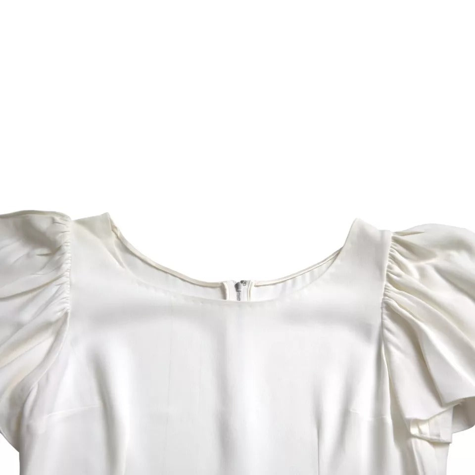 Dolce & Gabbana White Viscose Round Neck Short Sleeves Top IT44 | L