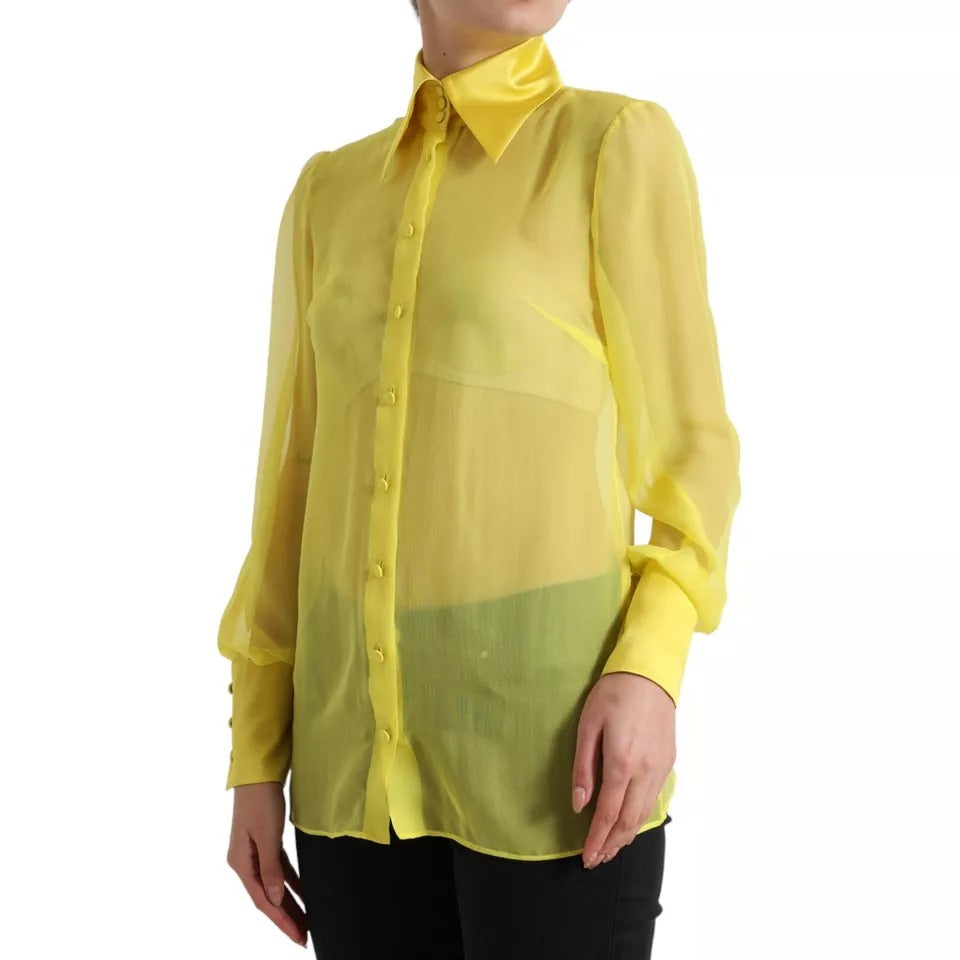 Dolce & Gabbana Yellow Long Sleeve Button Down Blouse Top IT40 | S