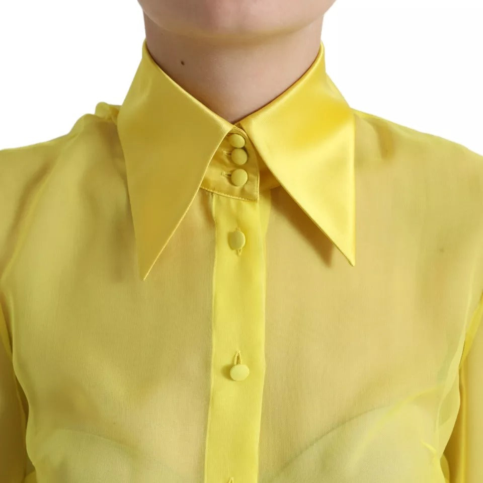 Dolce & Gabbana Yellow Long Sleeve Button Down Blouse Top IT40 | S