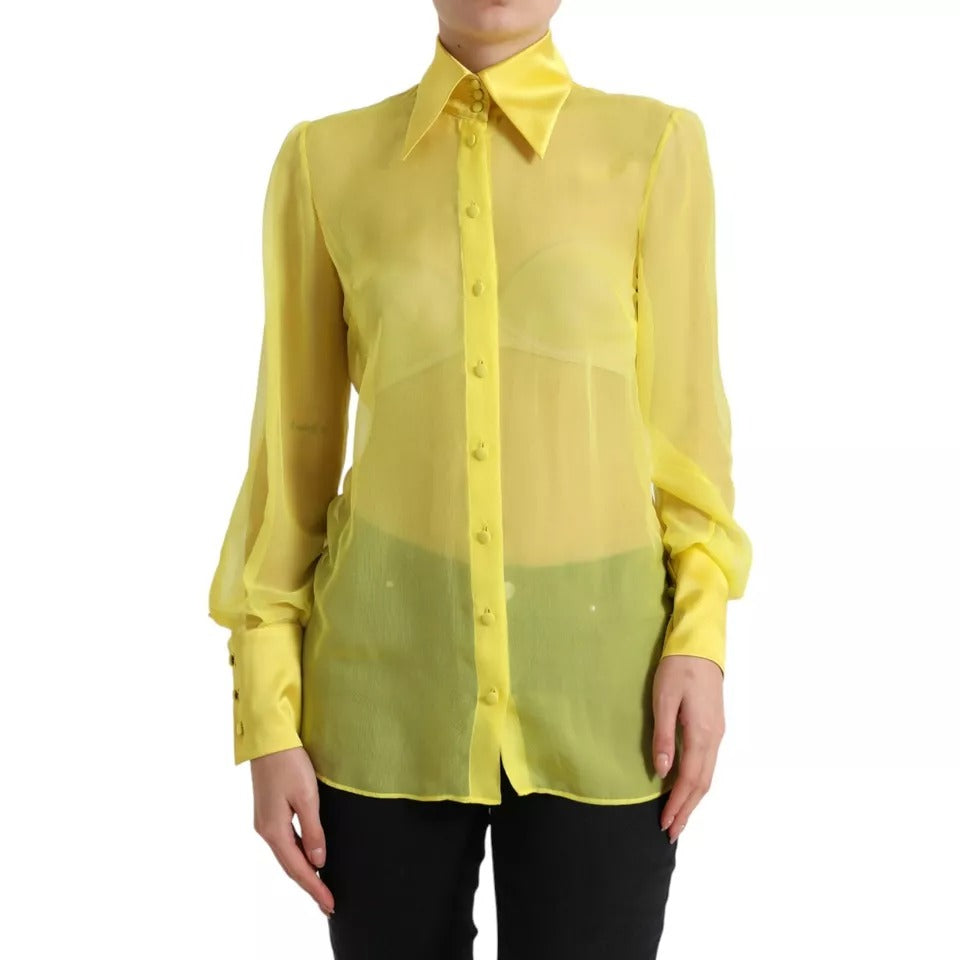 Dolce & Gabbana Yellow Long Sleeve Button Down Blouse Top IT40 | S