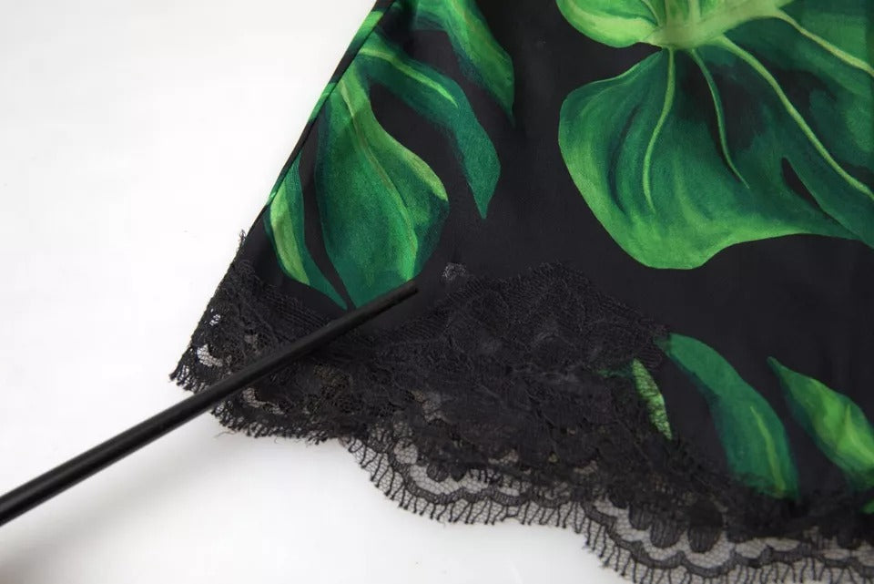 Dolce & Gabbana Black Philodendron Print Silk Camisole Underwear IT2 / S