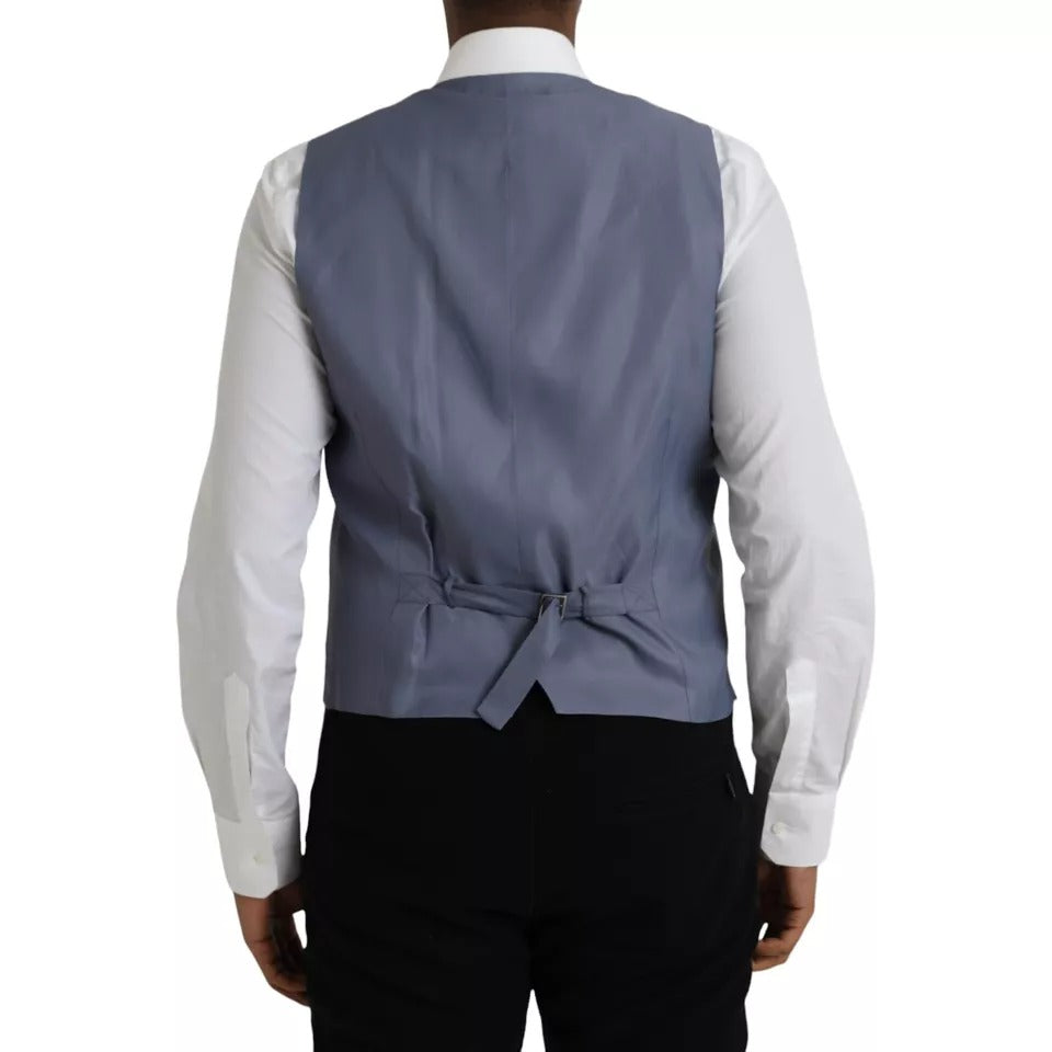 Dolce & Gabbana Light Blue Wool Formal Dress Waistcoat Vest IT50 / L