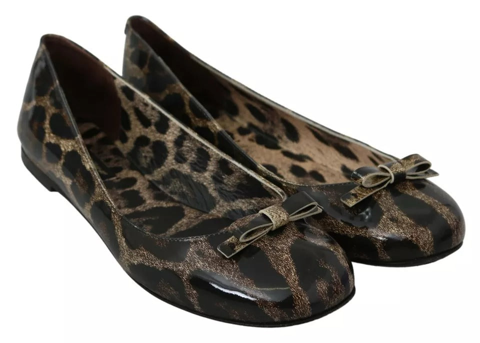 Dolce & Gabbana Brown Leopard Ballerina Flats Leather Shoes EU36 / US5.5