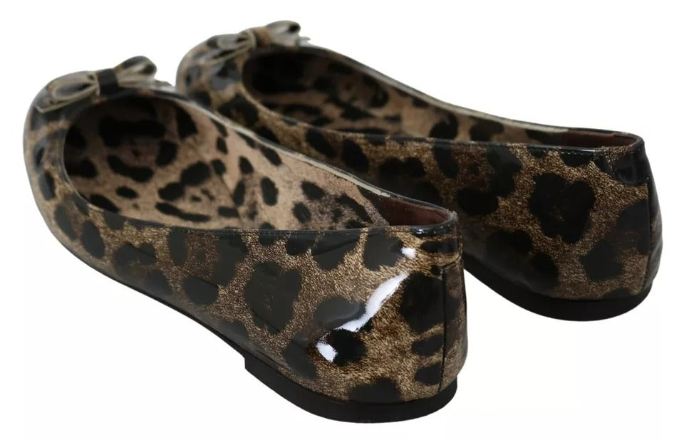 Dolce & Gabbana Brown Leopard Ballerina Flats Leather Shoes EU36 / US5.5