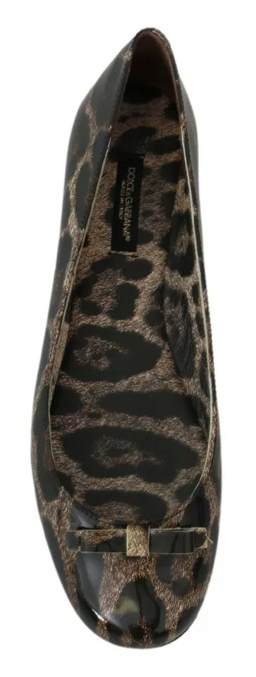 Dolce & Gabbana Brown Leopard Ballerina Flats Leather Shoes EU36 / US5.5