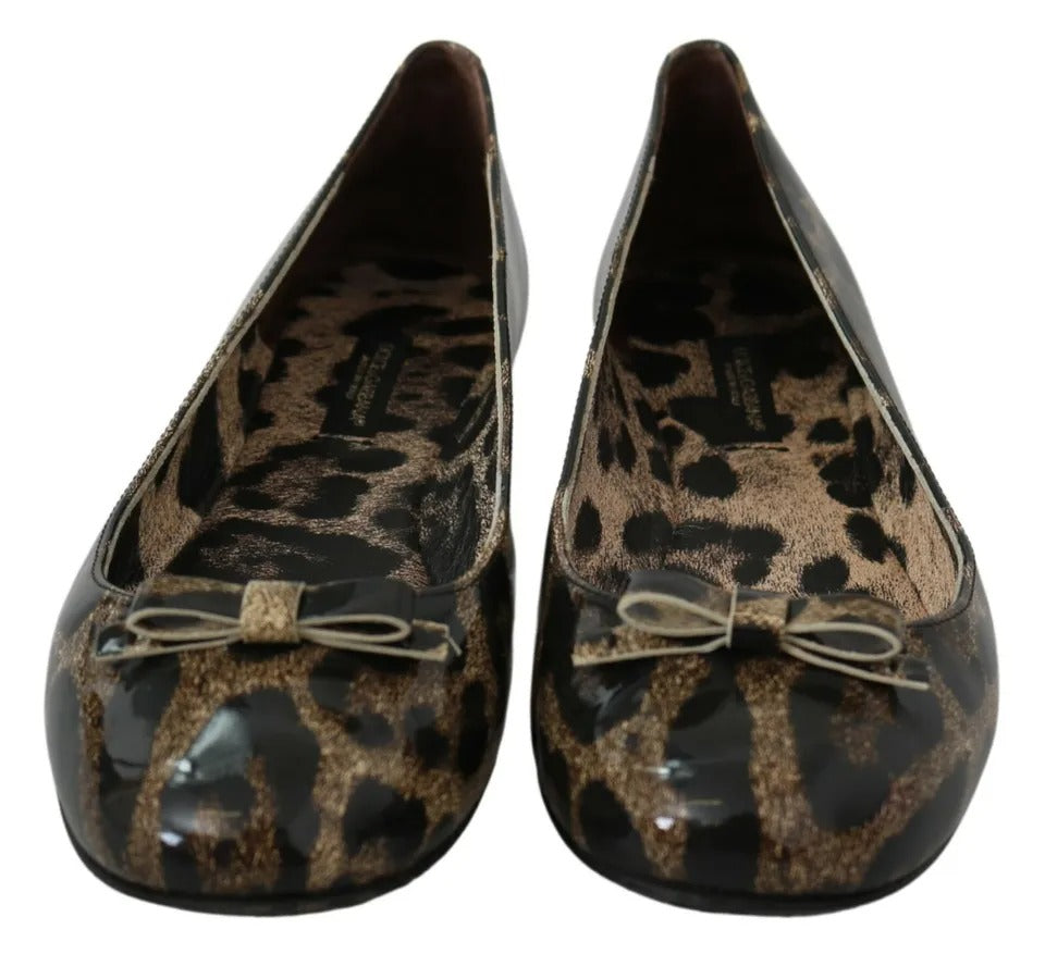 Dolce & Gabbana Brown Leopard Ballerina Flats Leather Shoes EU36 / US5.5