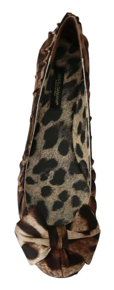 Dolce & Gabbana Brown Leopard Silk Ballerina Flats Shoes EU36 / US5.5