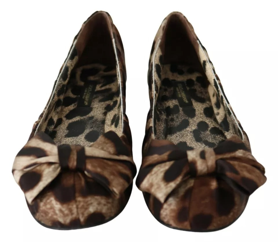 Dolce & Gabbana Brown Leopard Silk Ballerina Flats Shoes EU36 / US5.5