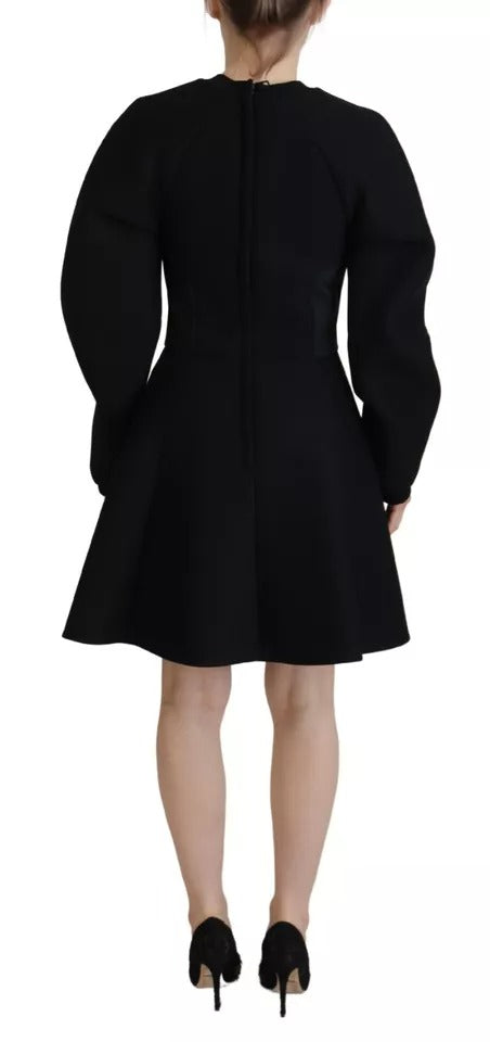 Dolce & Gabbana Black Long Sleeves A-line Mini Cotton  Dress IT40 / S