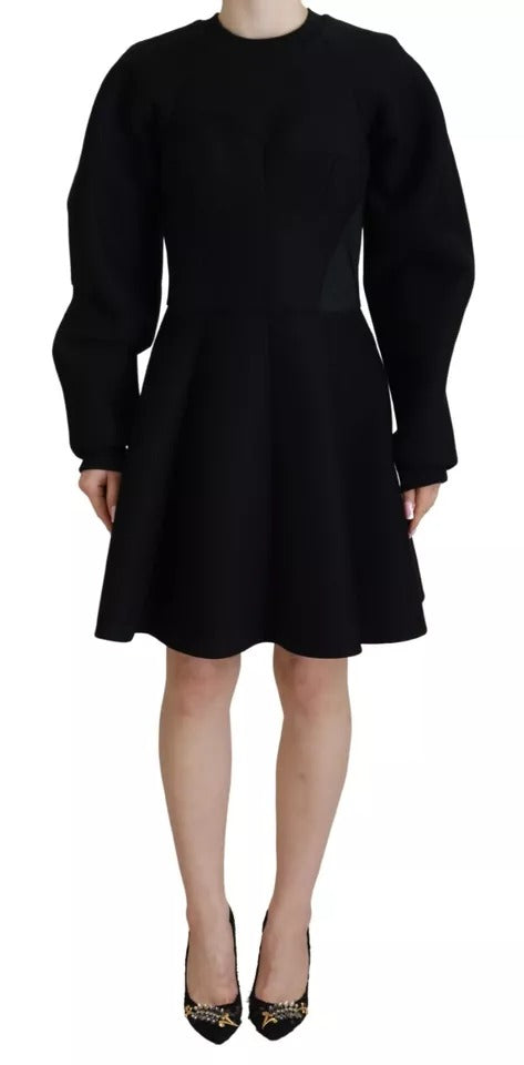 Dolce & Gabbana Black Long Sleeves A-line Mini Cotton  Dress IT40 / S