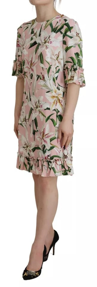 Dolce & Gabbana Pink Lily Viscose Sheath Knee Length Dress IT40 | S