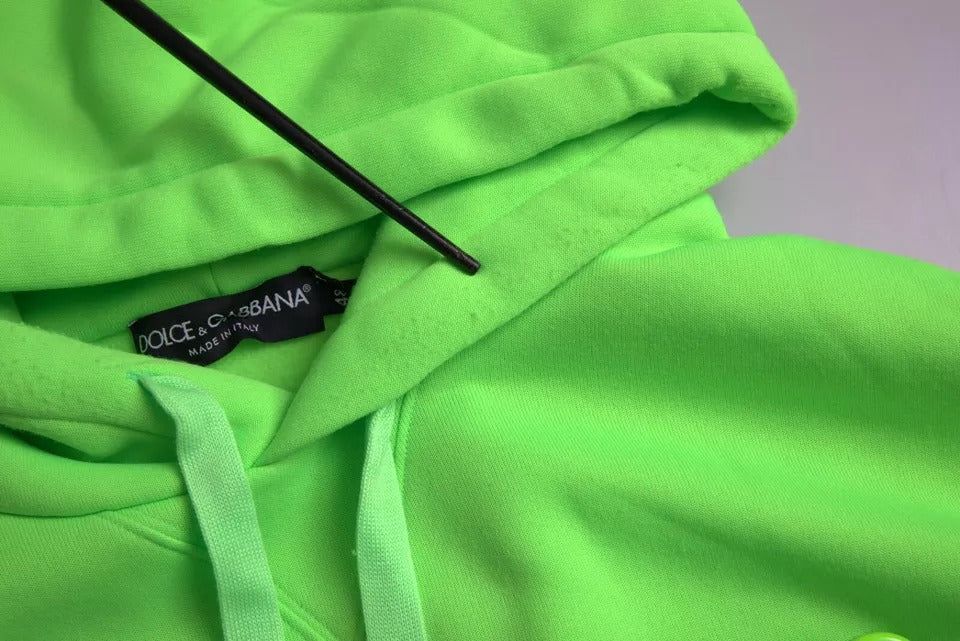 Dolce & Gabbana Neon Green Logo Pullover Hooded Sweatshirt Sweater IT46 / S